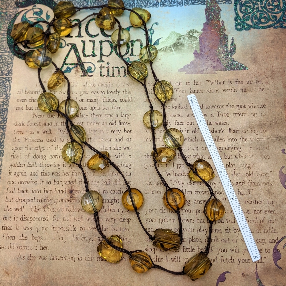 Amber colored long necklace